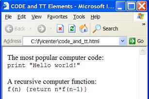HTML code and tt Elements - Source Code and Teletype Text