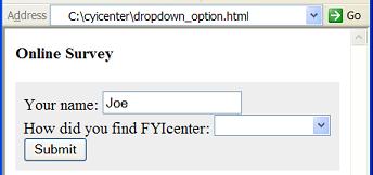 HTML option Element - Dropdown List Options