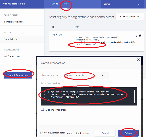 Basic Sample Business Network - SampleTransaction