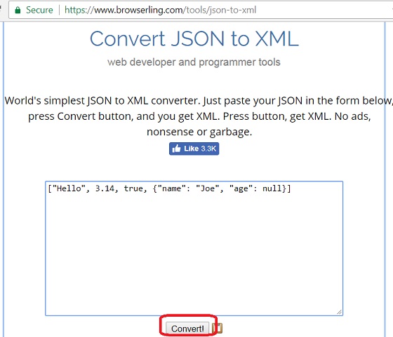 JSON to XML Conversion: browserling.com