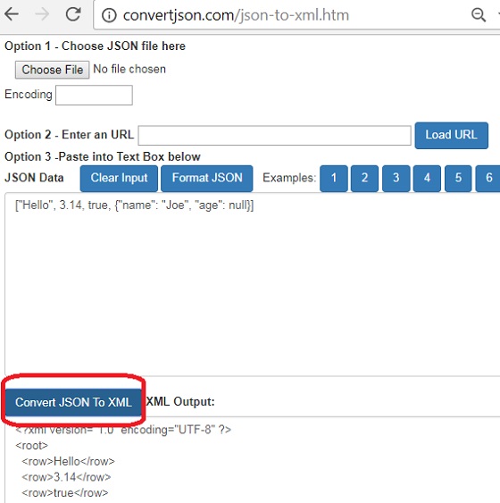 JSON to XML Conversion: convertjson.com