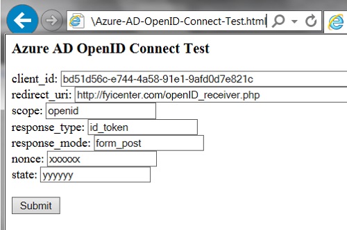 Azure AD - OpenID Connect Test Page