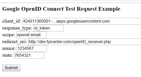 Google OpenID Connect Test Page