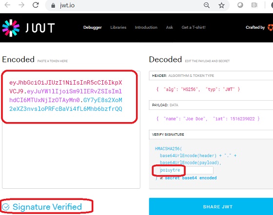 Decoding JWT id-token String on jwt.io